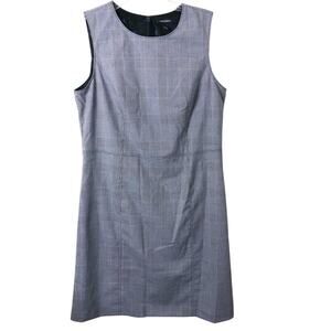 Lands' End Women's Sleeveless Blue Plaid Back Zip Midi Dress Size 12